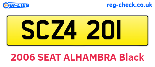 SCZ4201 are the vehicle registration plates.
