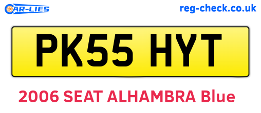 PK55HYT are the vehicle registration plates.