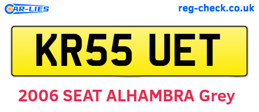 KR55UET are the vehicle registration plates.