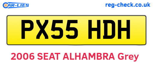 PX55HDH are the vehicle registration plates.