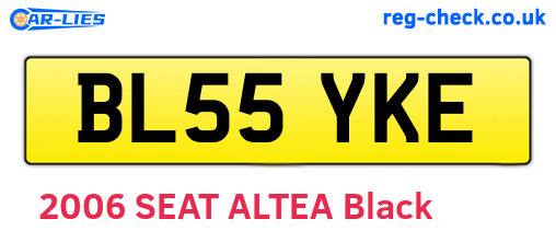 BL55YKE are the vehicle registration plates.