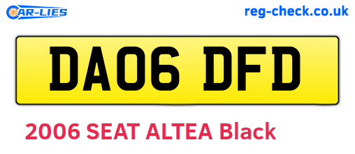 DA06DFD are the vehicle registration plates.