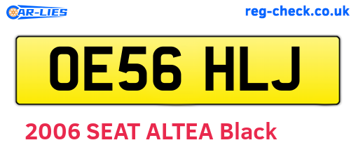 OE56HLJ are the vehicle registration plates.