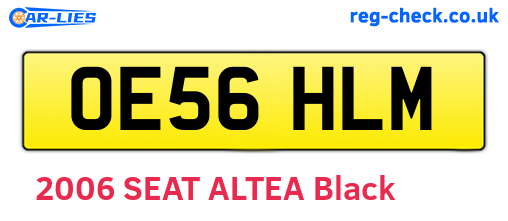 OE56HLM are the vehicle registration plates.