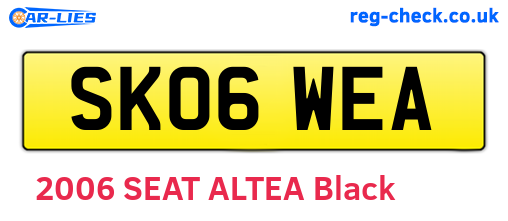 SK06WEA are the vehicle registration plates.