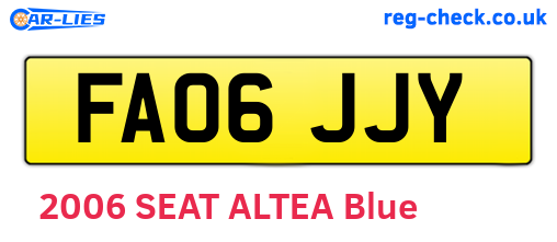 FA06JJY are the vehicle registration plates.