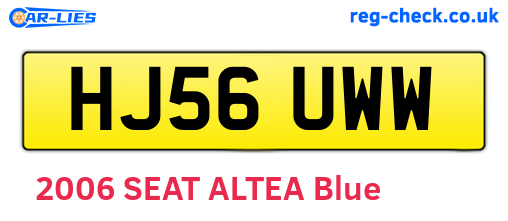 HJ56UWW are the vehicle registration plates.