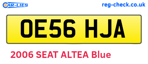 OE56HJA are the vehicle registration plates.