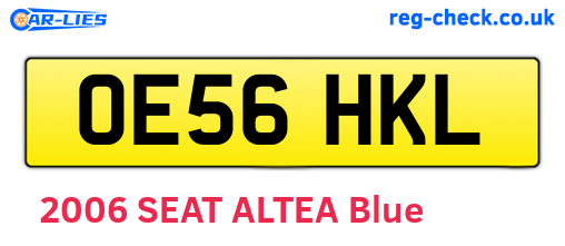 OE56HKL are the vehicle registration plates.