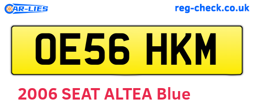 OE56HKM are the vehicle registration plates.