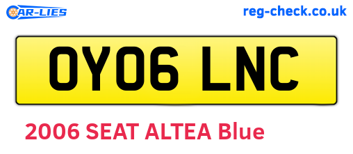 OY06LNC are the vehicle registration plates.