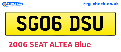SG06DSU are the vehicle registration plates.