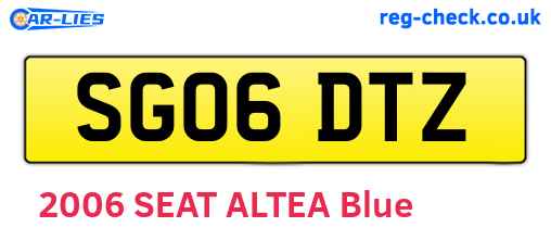 SG06DTZ are the vehicle registration plates.