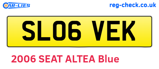 SL06VEK are the vehicle registration plates.