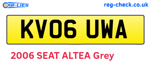 KV06UWA are the vehicle registration plates.