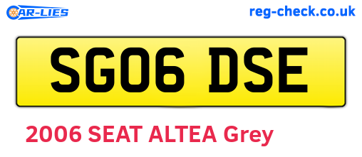 SG06DSE are the vehicle registration plates.