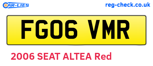FG06VMR are the vehicle registration plates.