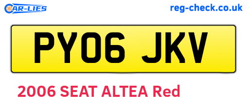 PY06JKV are the vehicle registration plates.
