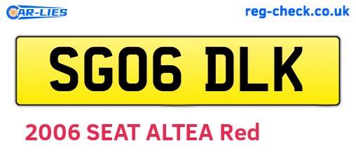 SG06DLK are the vehicle registration plates.