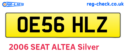 OE56HLZ are the vehicle registration plates.
