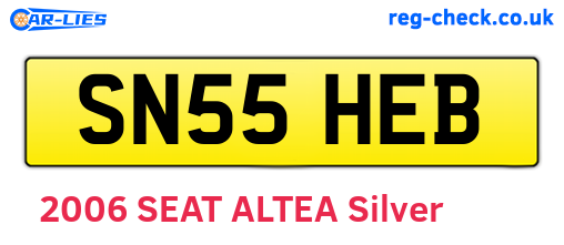 SN55HEB are the vehicle registration plates.