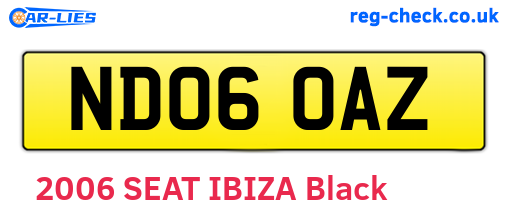 ND06OAZ are the vehicle registration plates.
