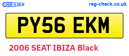 PY56EKM are the vehicle registration plates.