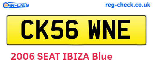 CK56WNE are the vehicle registration plates.