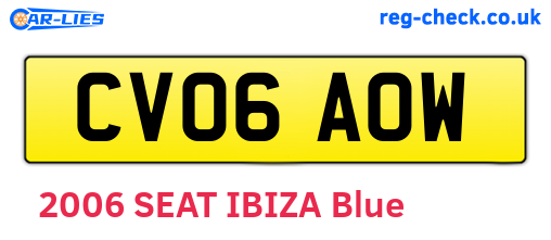 CV06AOW are the vehicle registration plates.