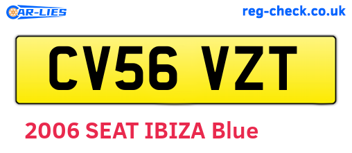 CV56VZT are the vehicle registration plates.