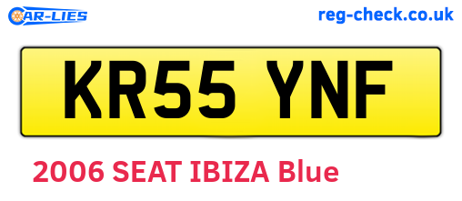 KR55YNF are the vehicle registration plates.