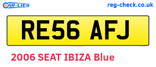 RE56AFJ are the vehicle registration plates.