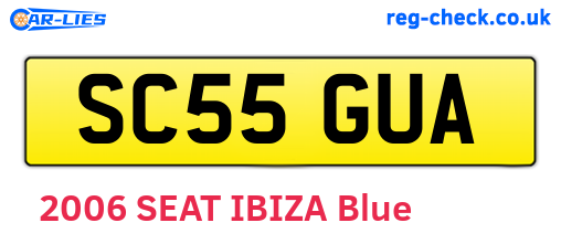 SC55GUA are the vehicle registration plates.