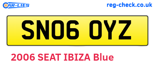 SN06OYZ are the vehicle registration plates.