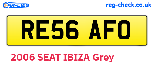 RE56AFO are the vehicle registration plates.