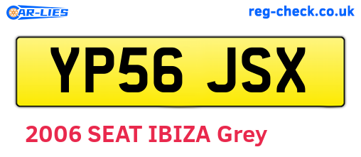 YP56JSX are the vehicle registration plates.
