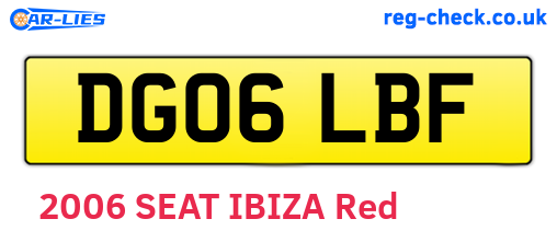 DG06LBF are the vehicle registration plates.