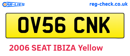 OV56CNK are the vehicle registration plates.