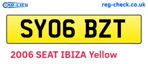 SY06BZT are the vehicle registration plates.