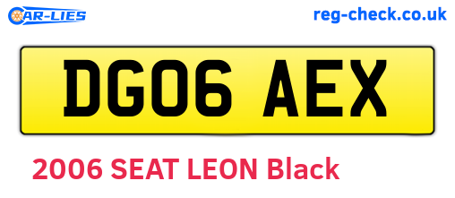 DG06AEX are the vehicle registration plates.