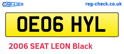 OE06HYL are the vehicle registration plates.