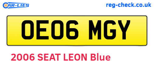 OE06MGY are the vehicle registration plates.