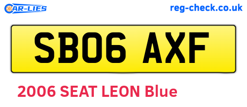 SB06AXF are the vehicle registration plates.