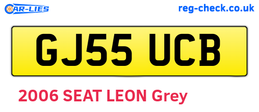 GJ55UCB are the vehicle registration plates.