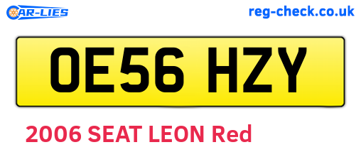 OE56HZY are the vehicle registration plates.