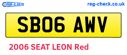 SB06AWV are the vehicle registration plates.