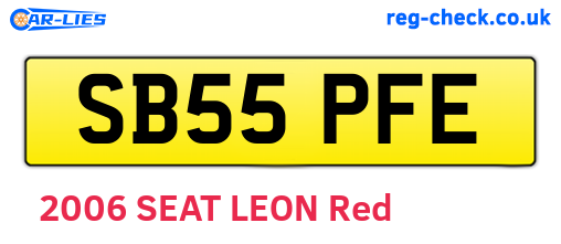SB55PFE are the vehicle registration plates.