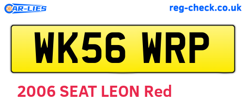 WK56WRP are the vehicle registration plates.