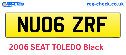 NU06ZRF are the vehicle registration plates.