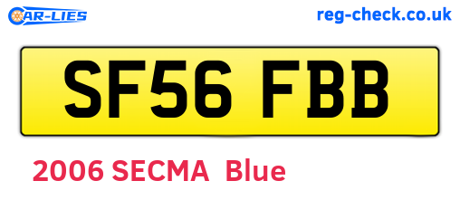 SF56FBB are the vehicle registration plates.